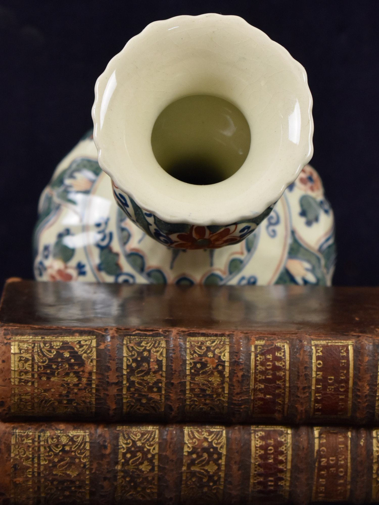 Antique Dutch Polychrome Royal Delft Hand Painted Onion-Necked