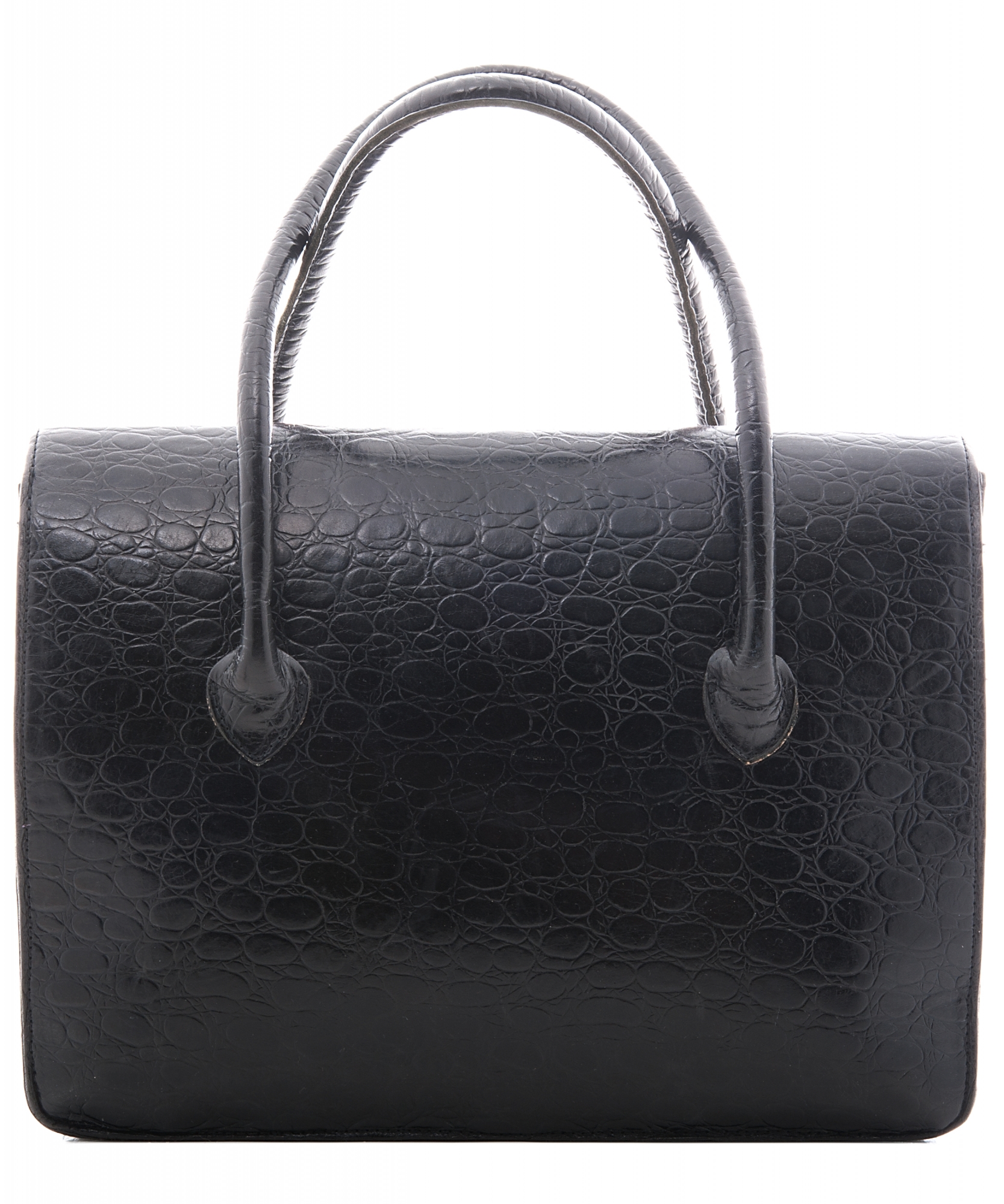 Mulberry Vintage Handbag in Black Croc Embossed Leather | La Doyenne