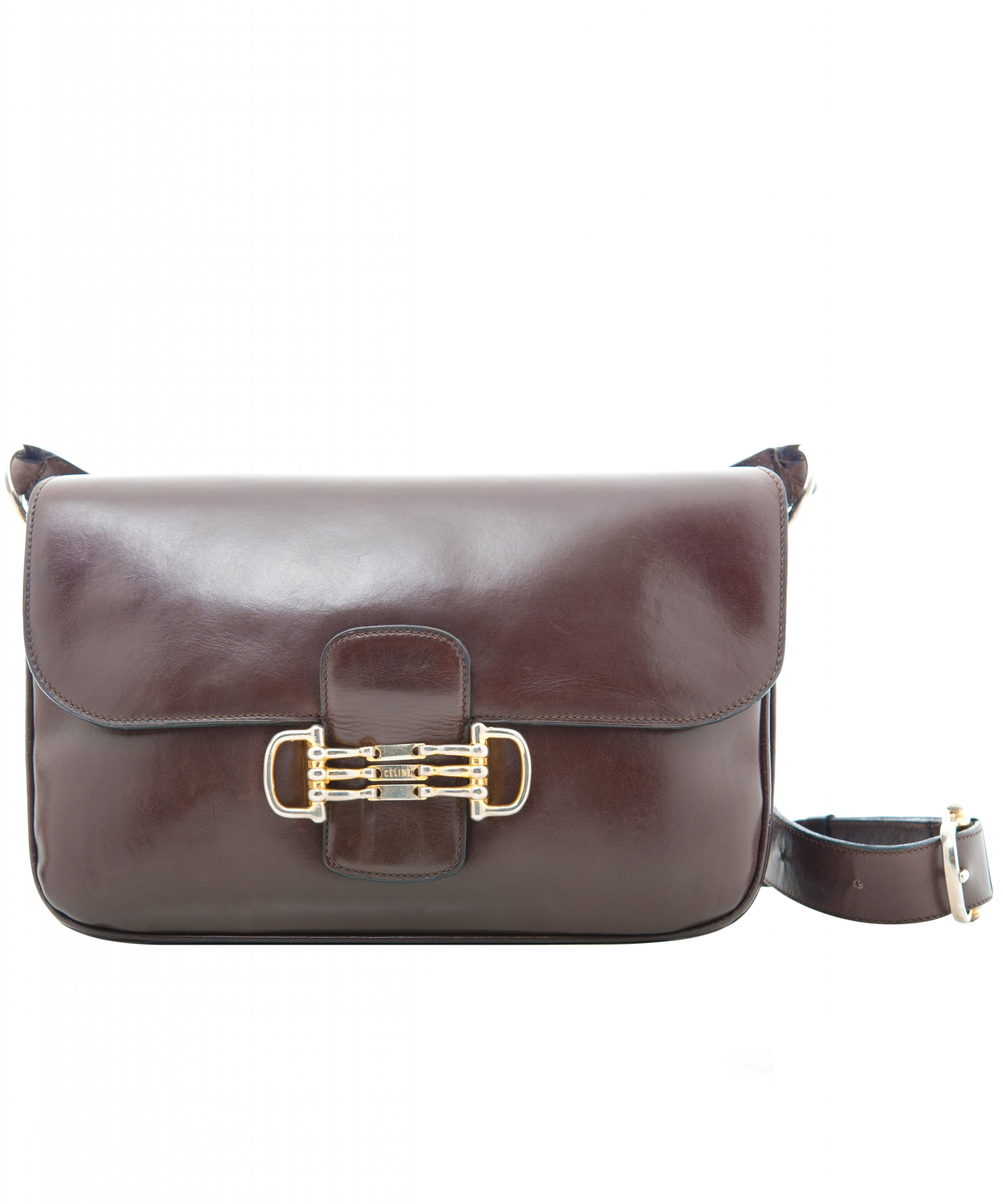 Céline Vintage Brown Leather Shoulder Bag - Celine | ArtListings