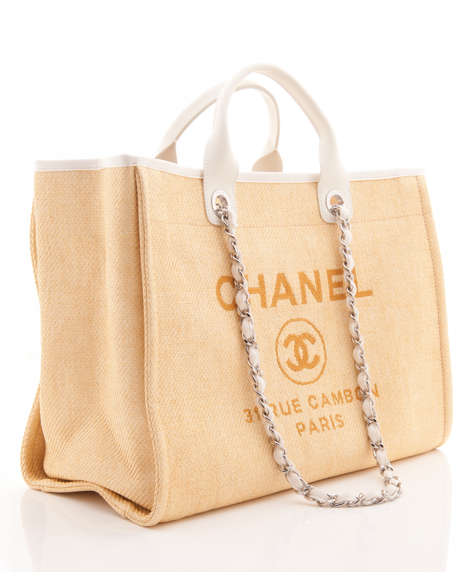 Chanel 'Deauville' Tote Bag in Sandcolor Jacquard - Chanel | ArtListings