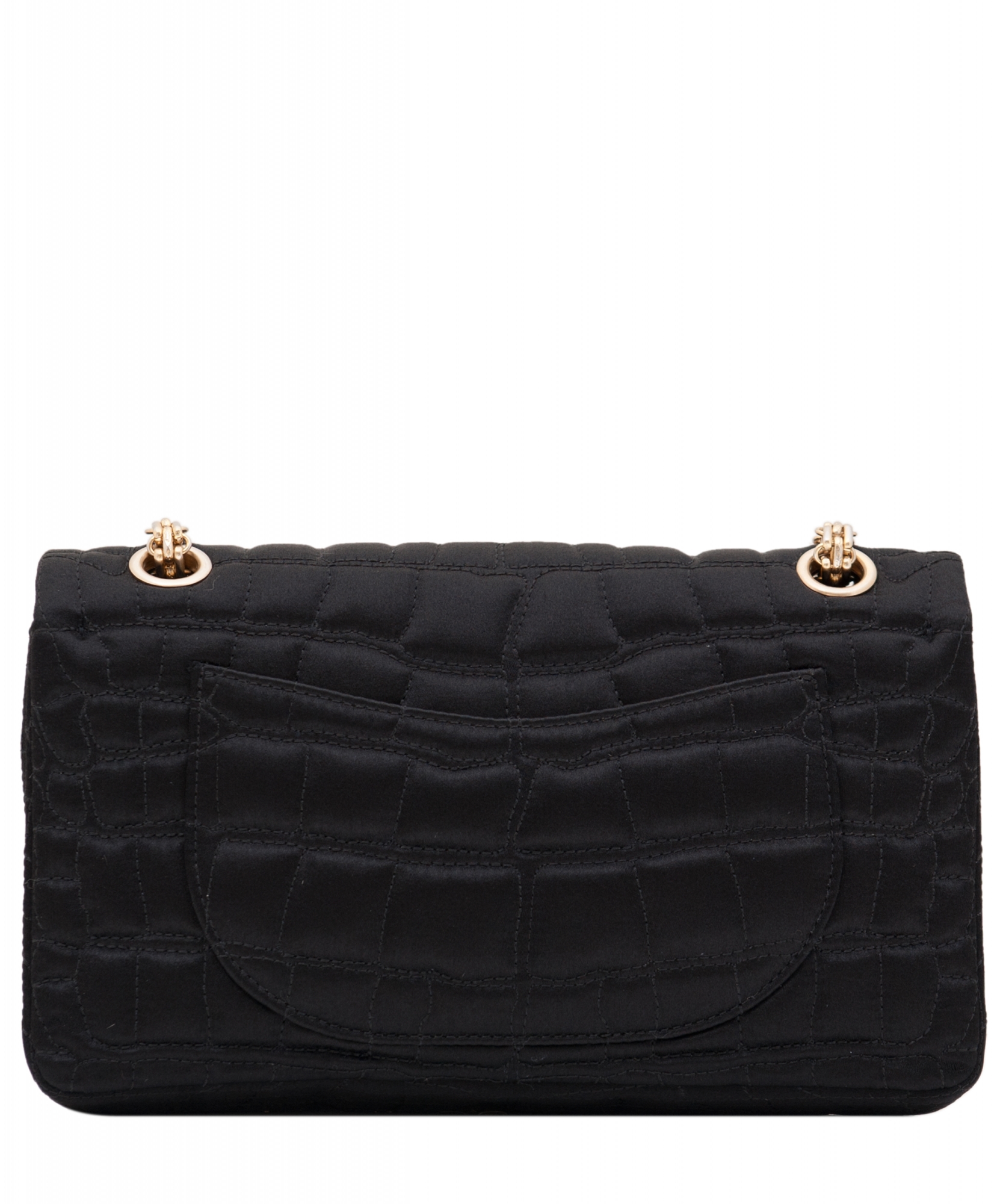 Chanel Black Satin Croc Embossed 2.55 Reissue Flap Bag - Chanel