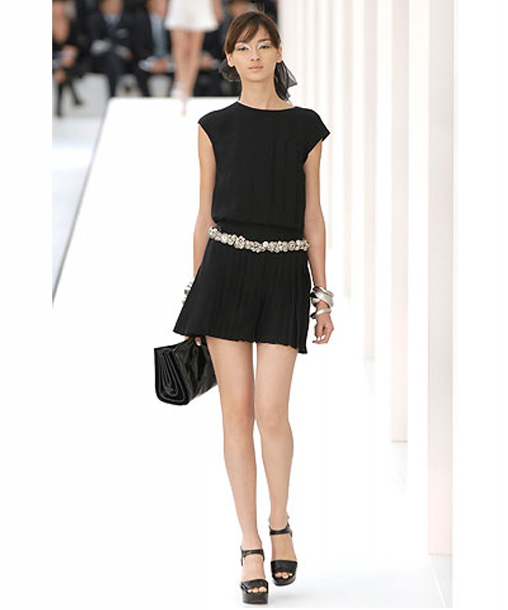 Chanel Black Pleated Silk Dress P07 - Chanel