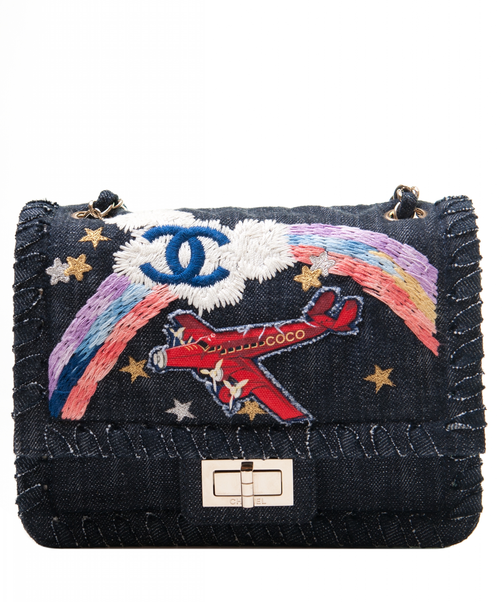 Chanel Denim Multicolor Embroidered Flap Bag - Limited Edition - Chanel