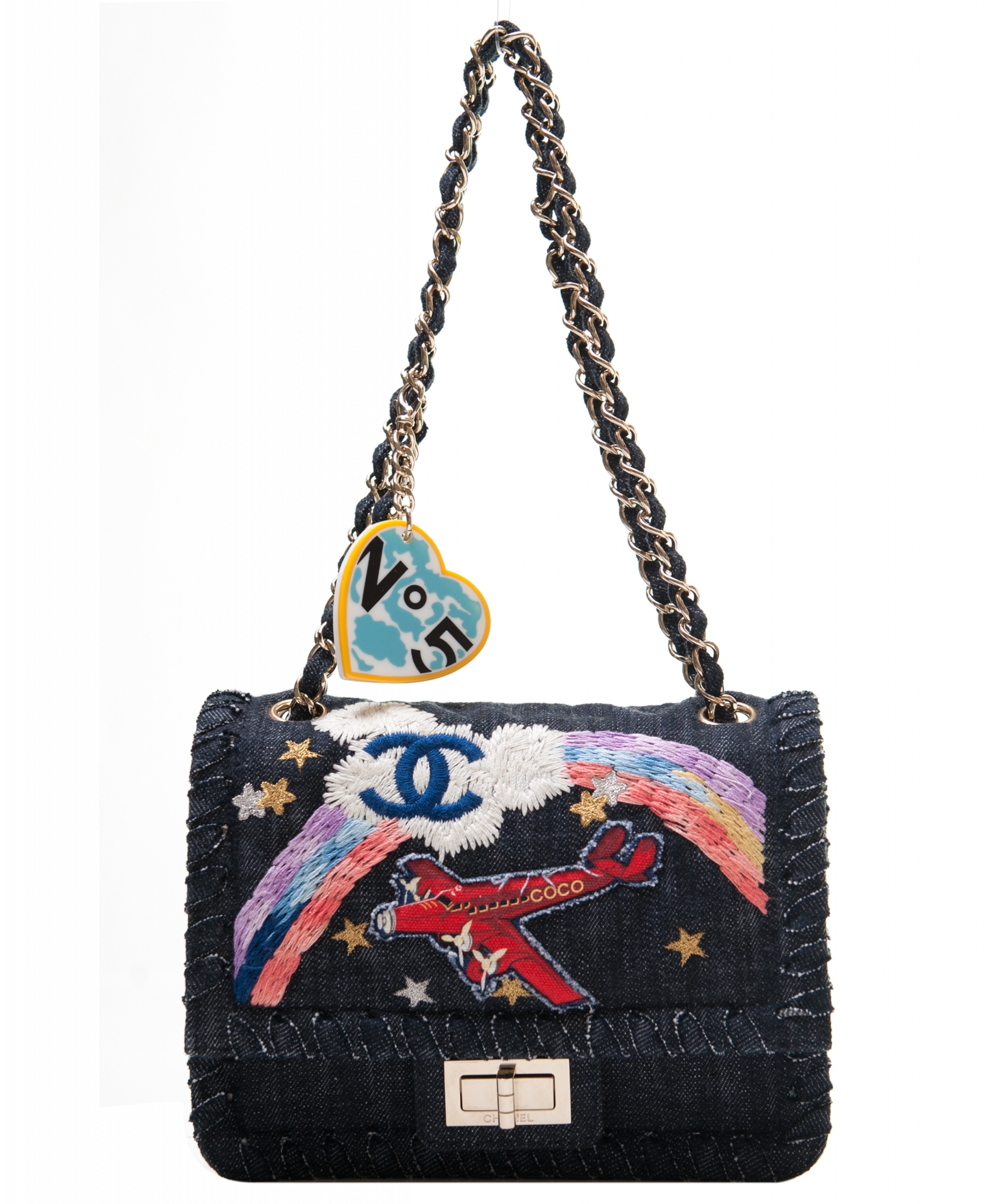 Chanel Denim Multicolor Embroidered Flap Bag - Limited Edition