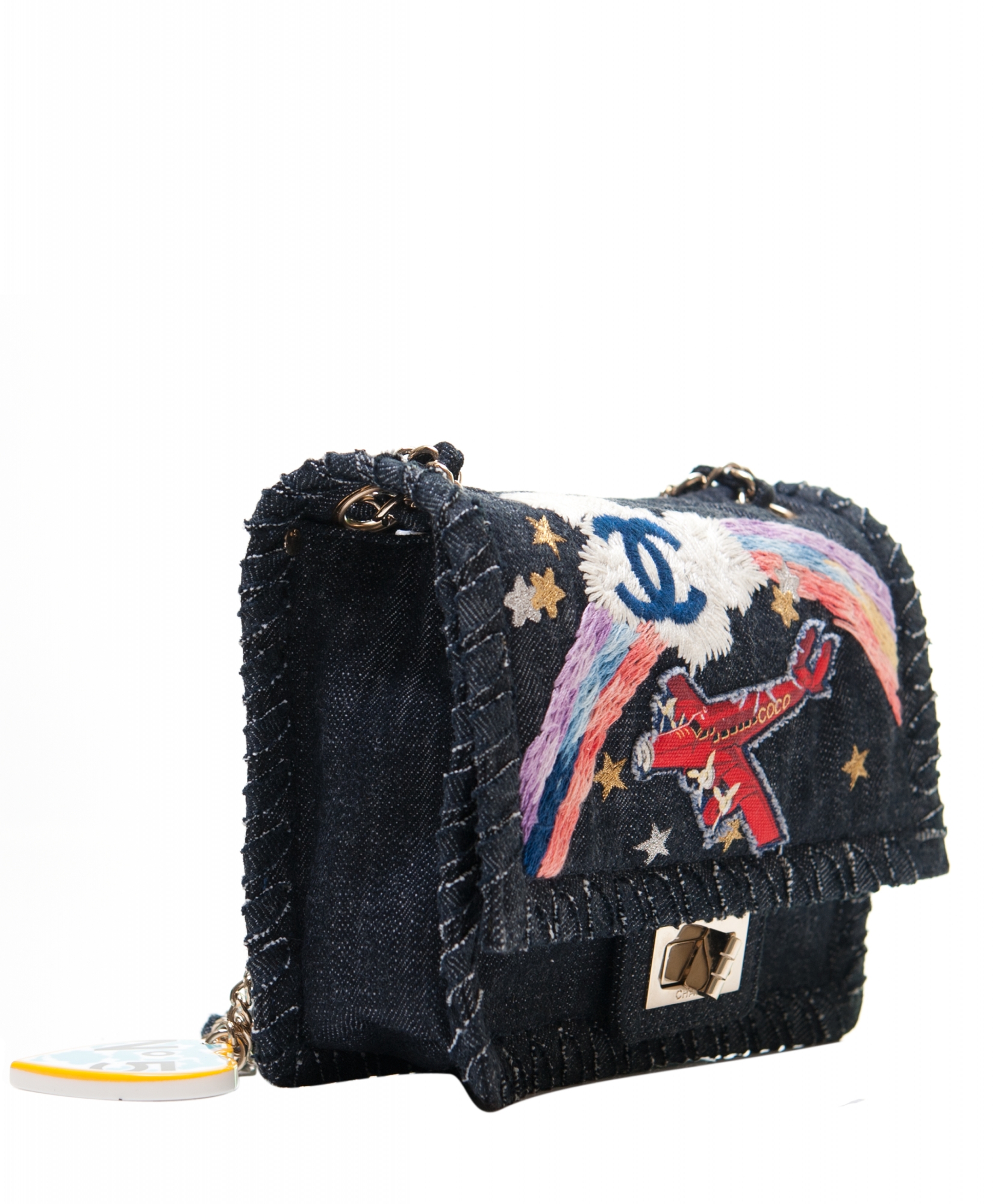 Chanel Denim Multicolor Embroidered Flap Bag - Limited Edition