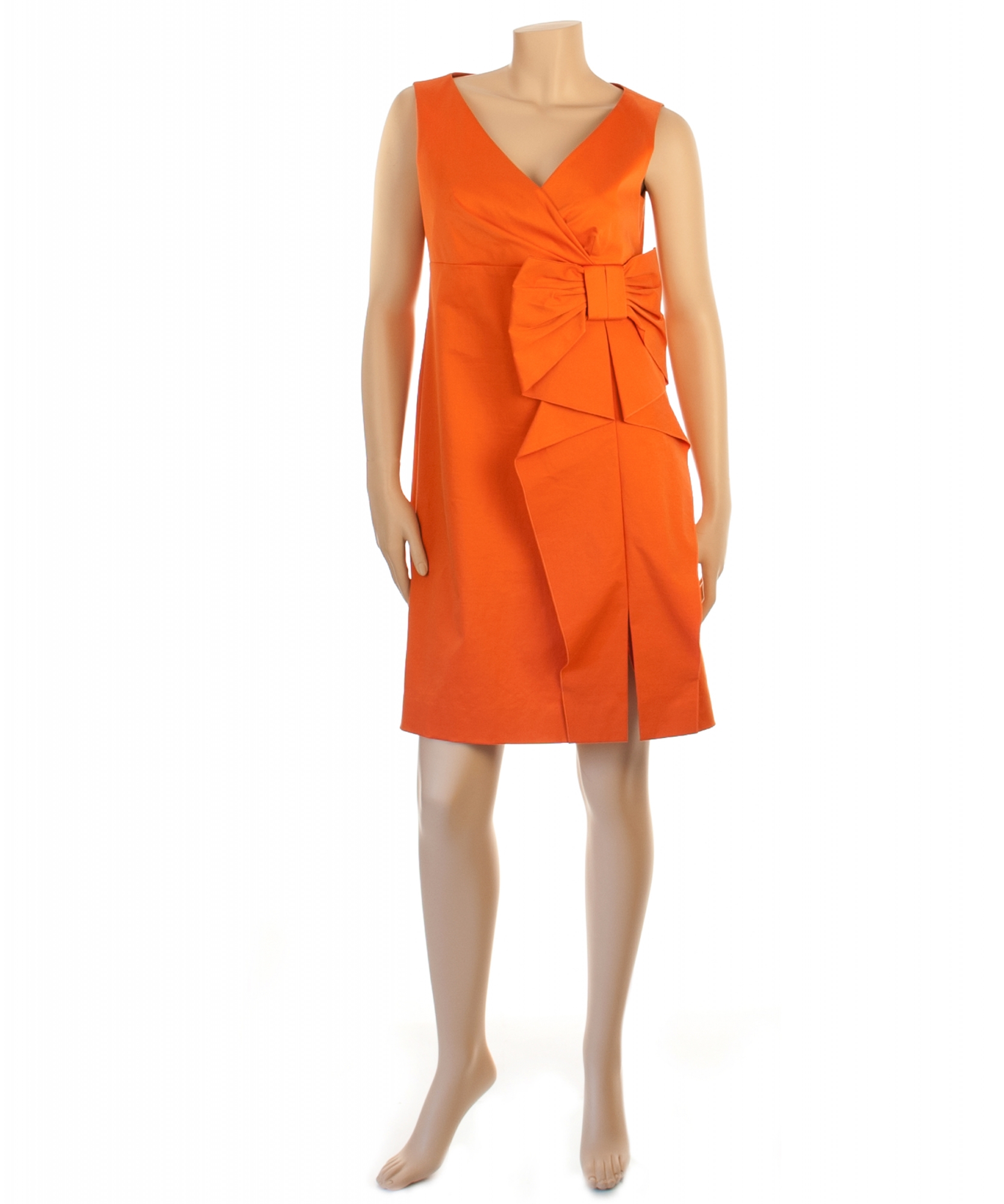 Red Valentino Orange Sleeveless Bow Dress | La Doyenne