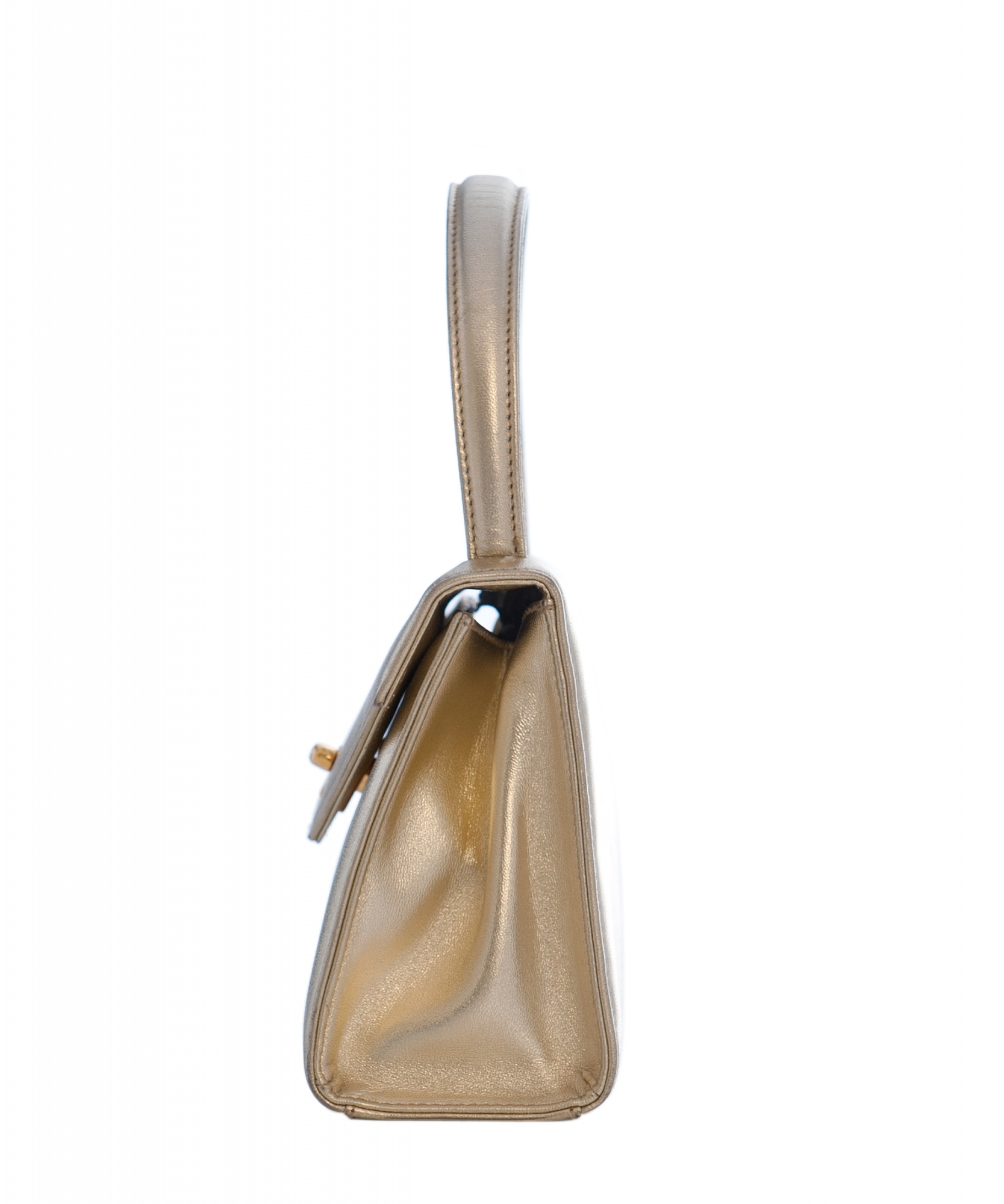 Chanel Metallic Gold Leather Mini Kelly Flap Bag - Chanel | ArtListings