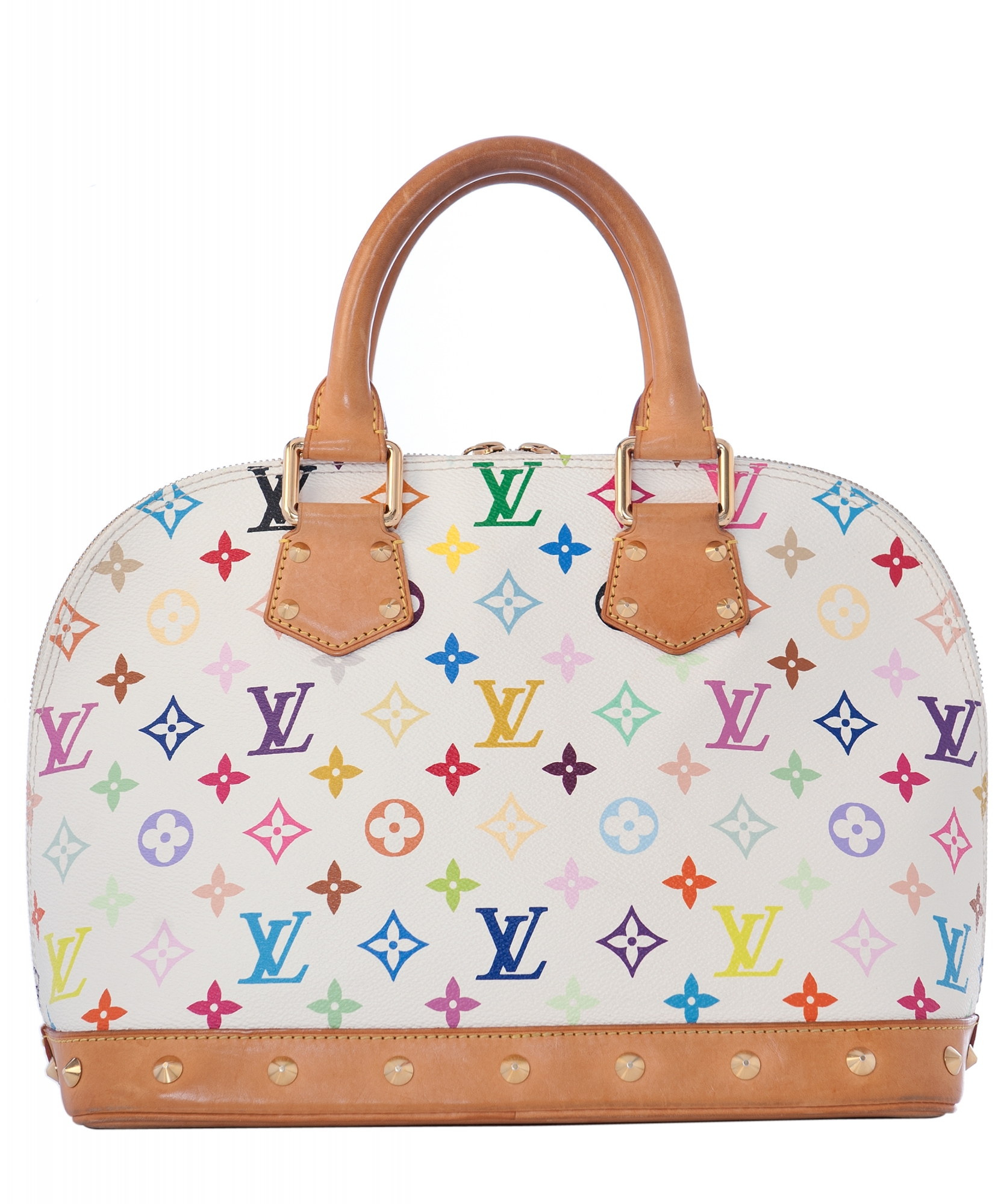 Authentic LOUIS VUITTON Alma White Multicolor Monogram Handbag Purse #44633