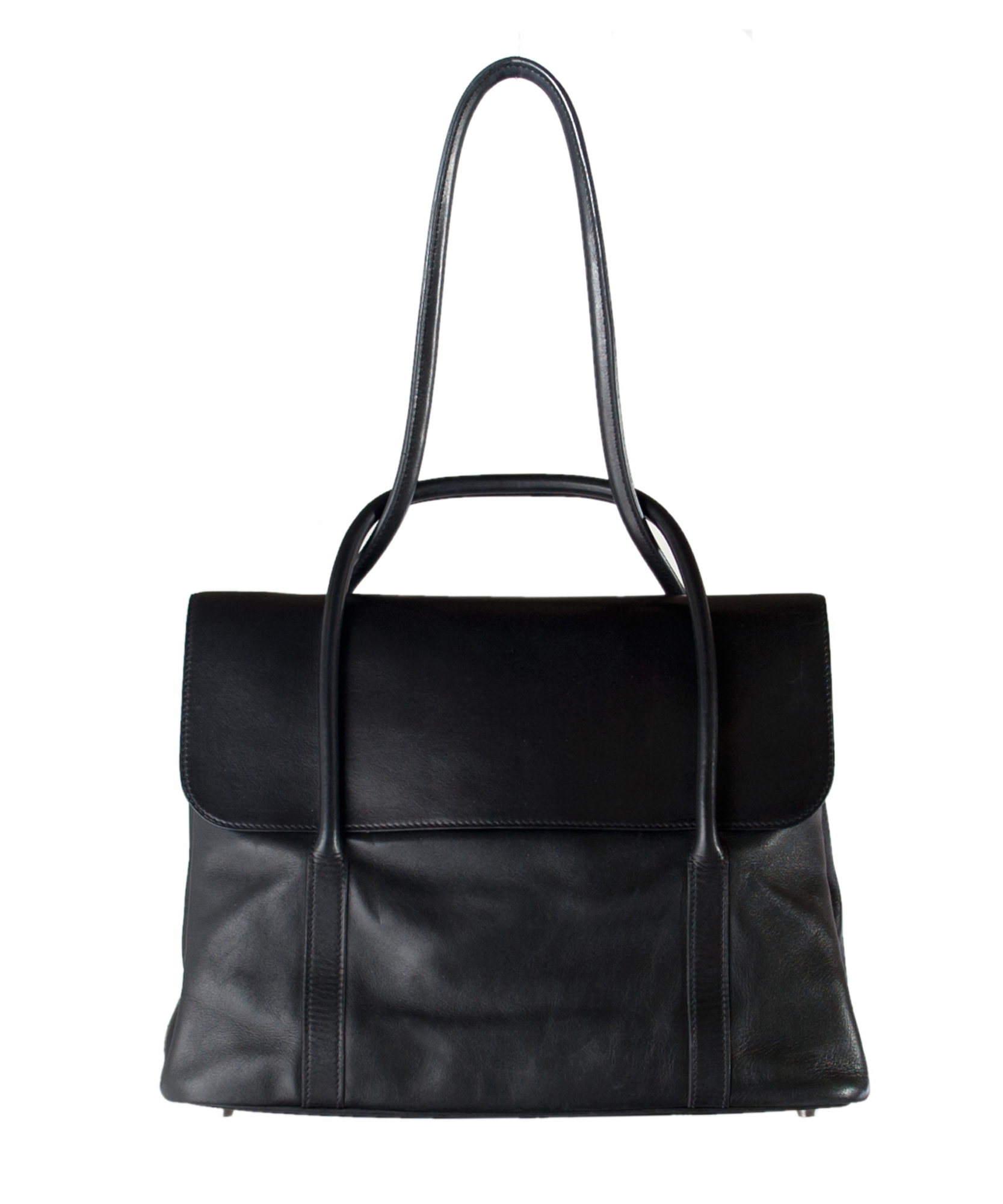 Hermès Initiale Black Leather Shoulder Bag | La Doyenne