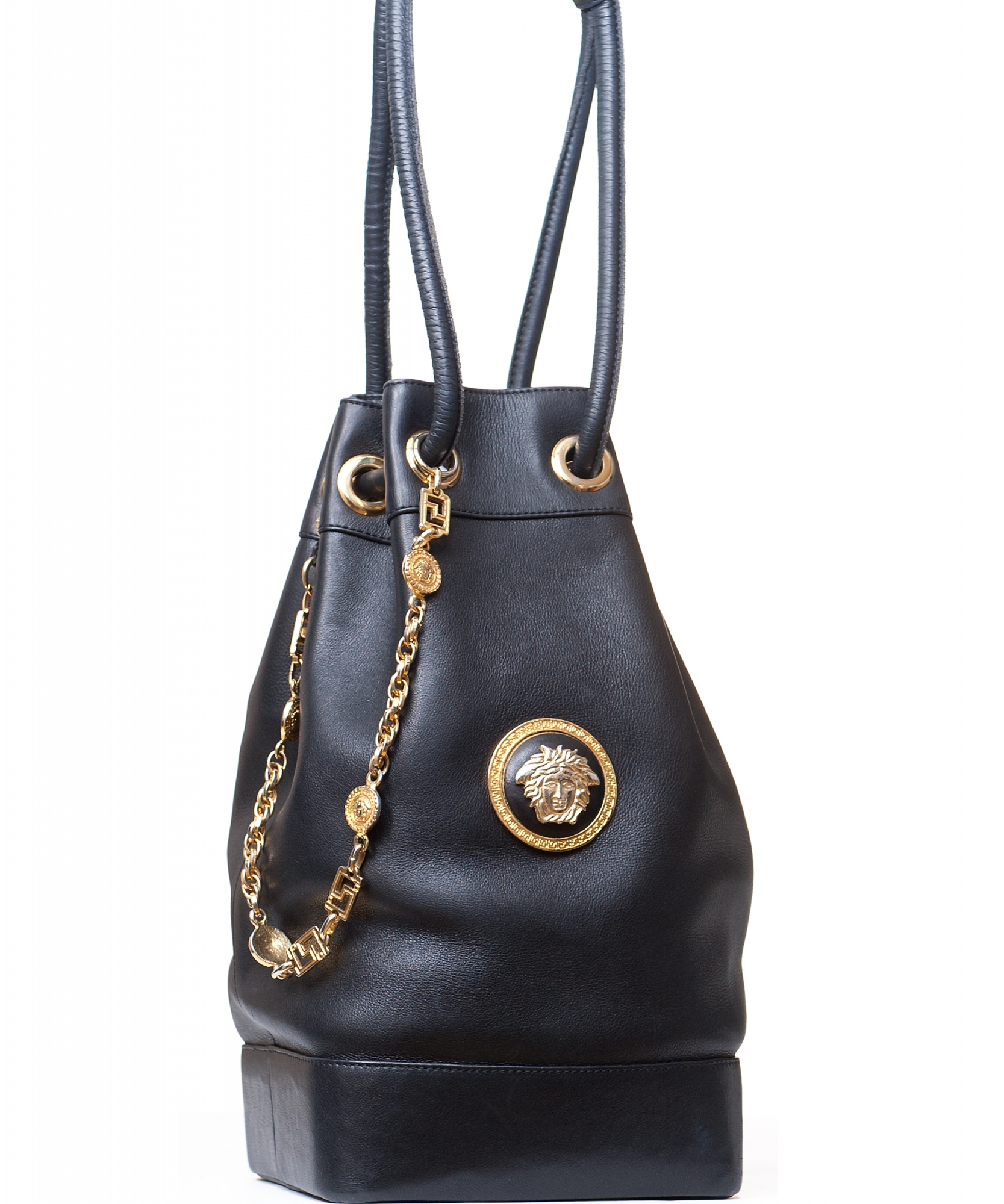 Gianni Versace Black Leather Medusa Bag