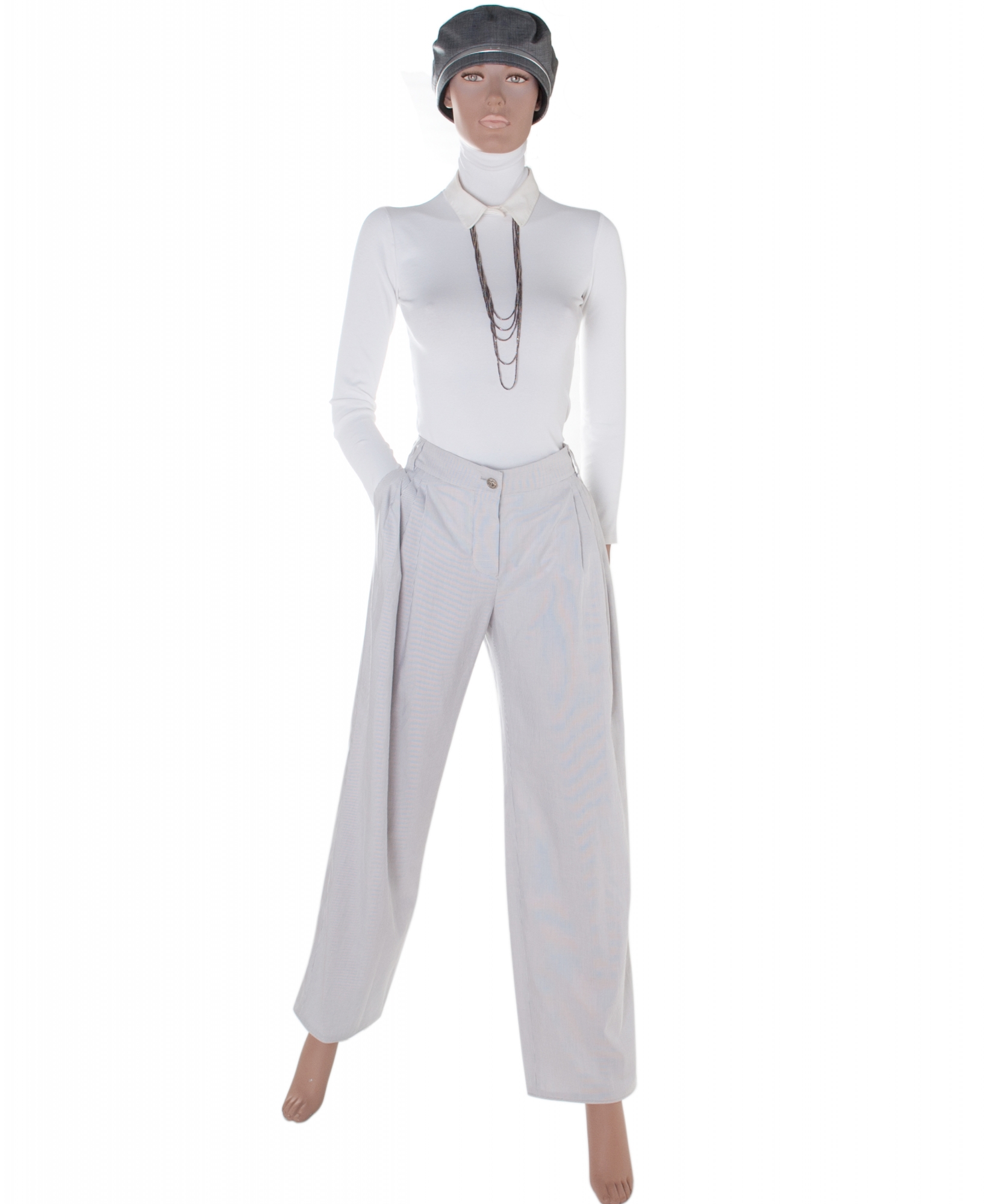 Chanel Grey and White Striped Pants 09P | La Doyenne
