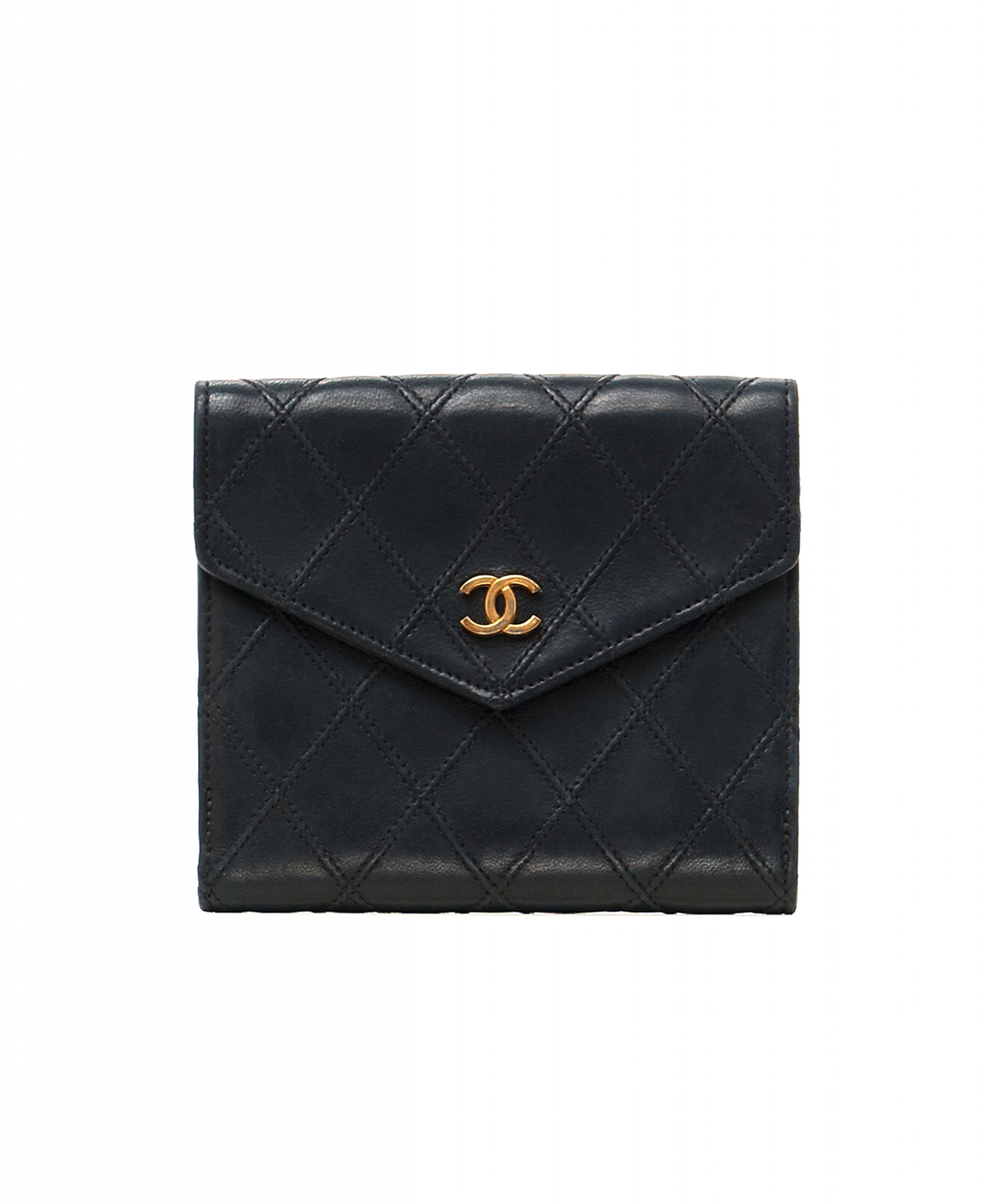Chanel Black Leather Quilted Bifold Wallet - Chanel