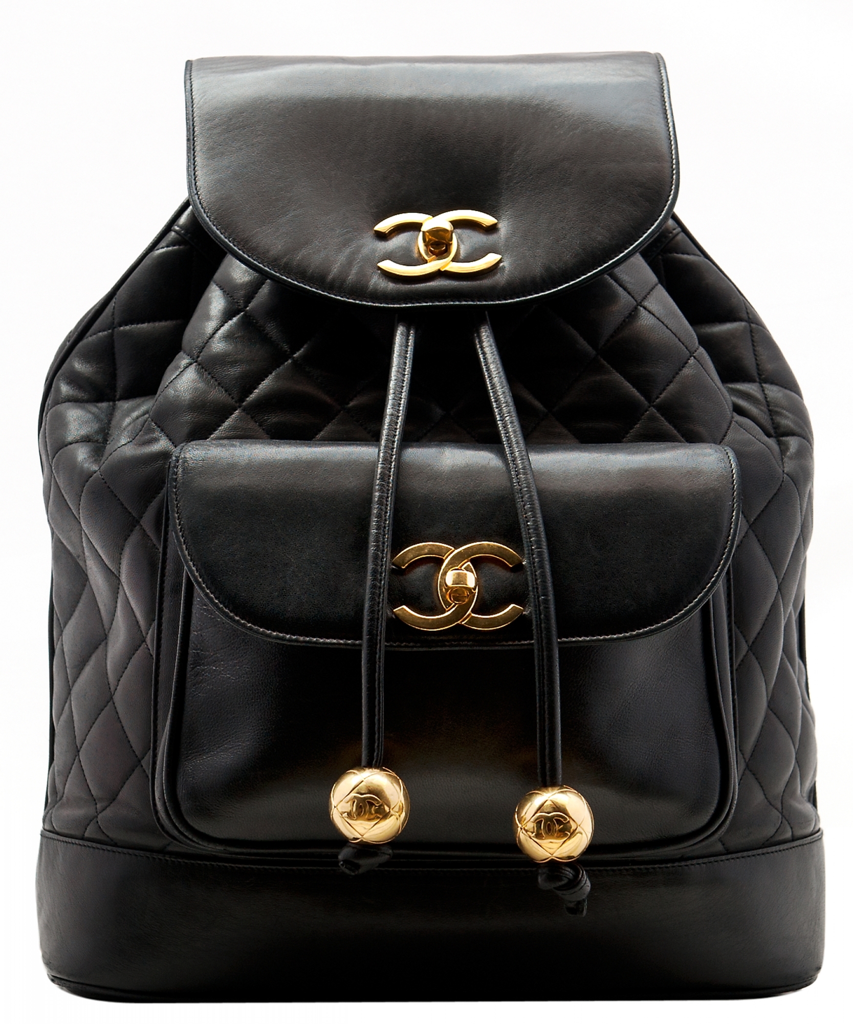 Chanel Black Lambskin Leather Jumbo Backpack - Chanel