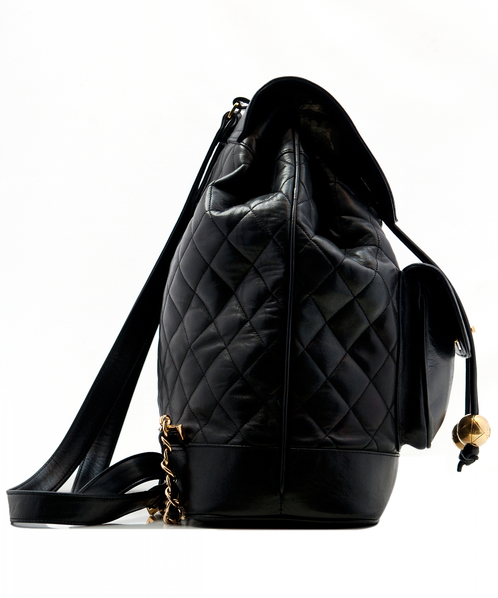 Chanel Black Lambskin Leather Jumbo Backpack - Chanel