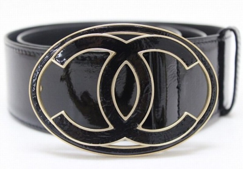 Chanel Black Patent Leather CC Belt - Chanel