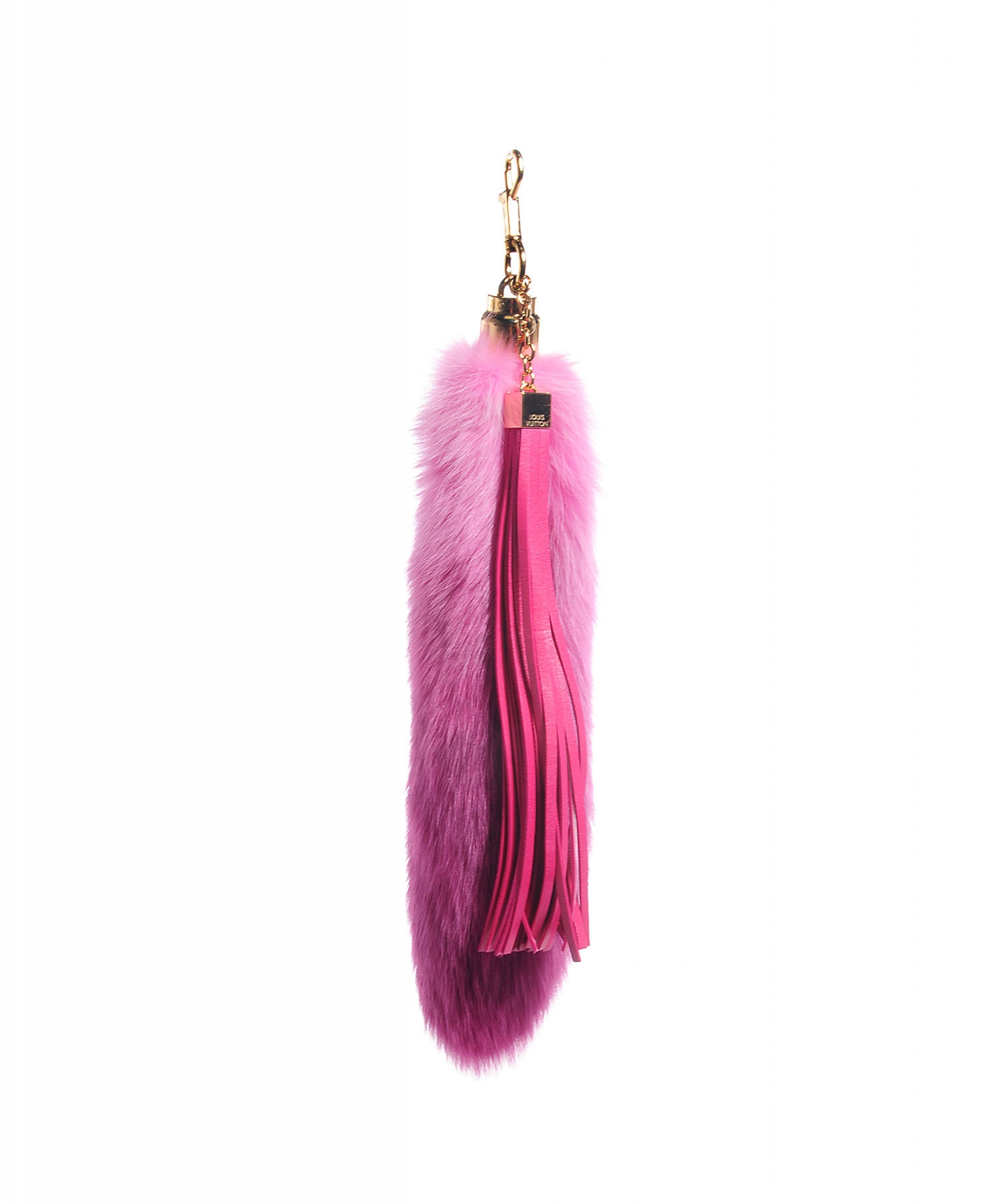 Louis Vuitton Pink Fox Fur Bag Charm and Key Chain - Yoogi's Closet