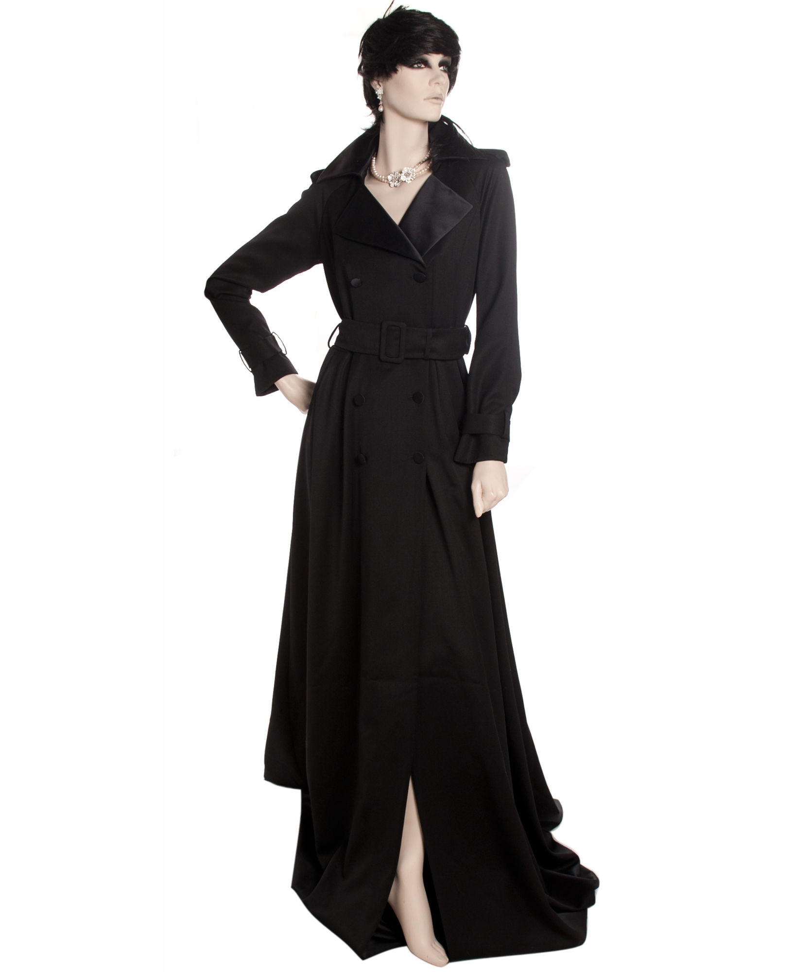 Takada Floor-sweeping Length Tuxedo Trench Coat - Kenzo Takada 