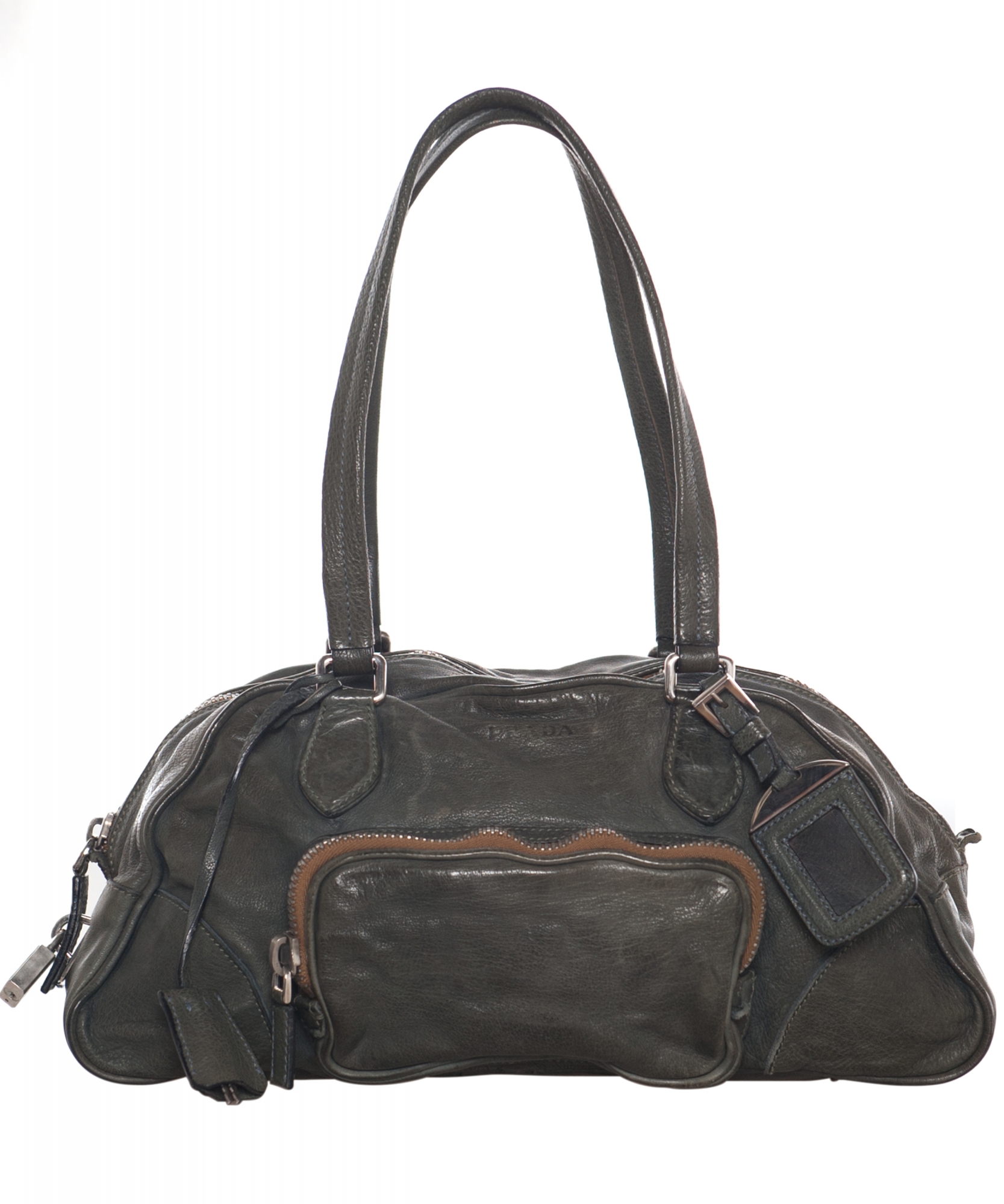 Prada Olive Green Leather Bowler Bag - Prada | La Doyenne