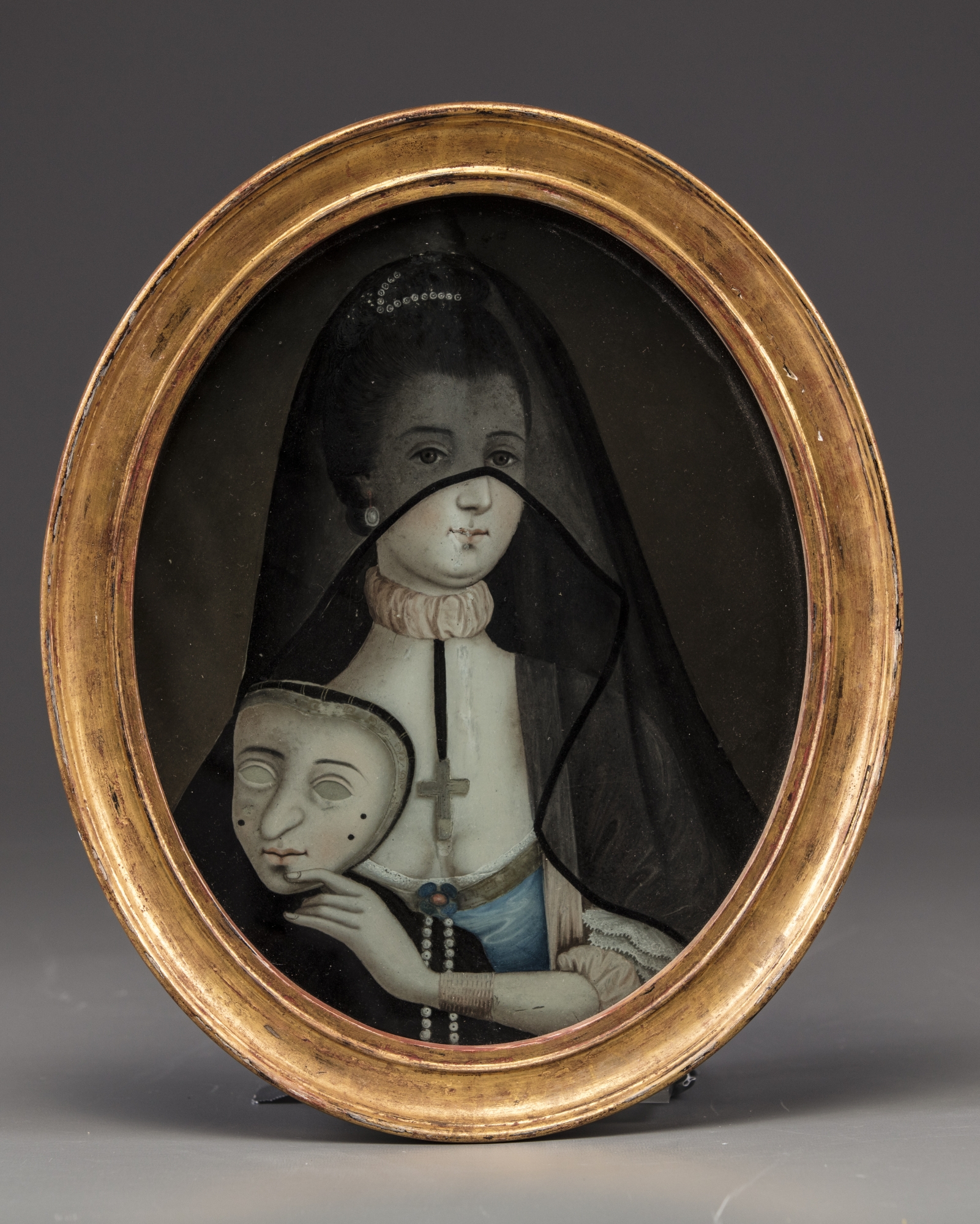 A Chinese Export Reverse Glass Painting Of A Lady Oaa