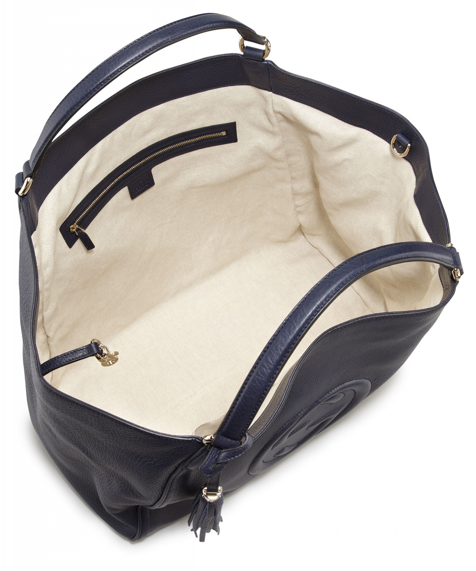Gucci Navy Blue Soho Leather Shoulder Bag Large | ArtListings