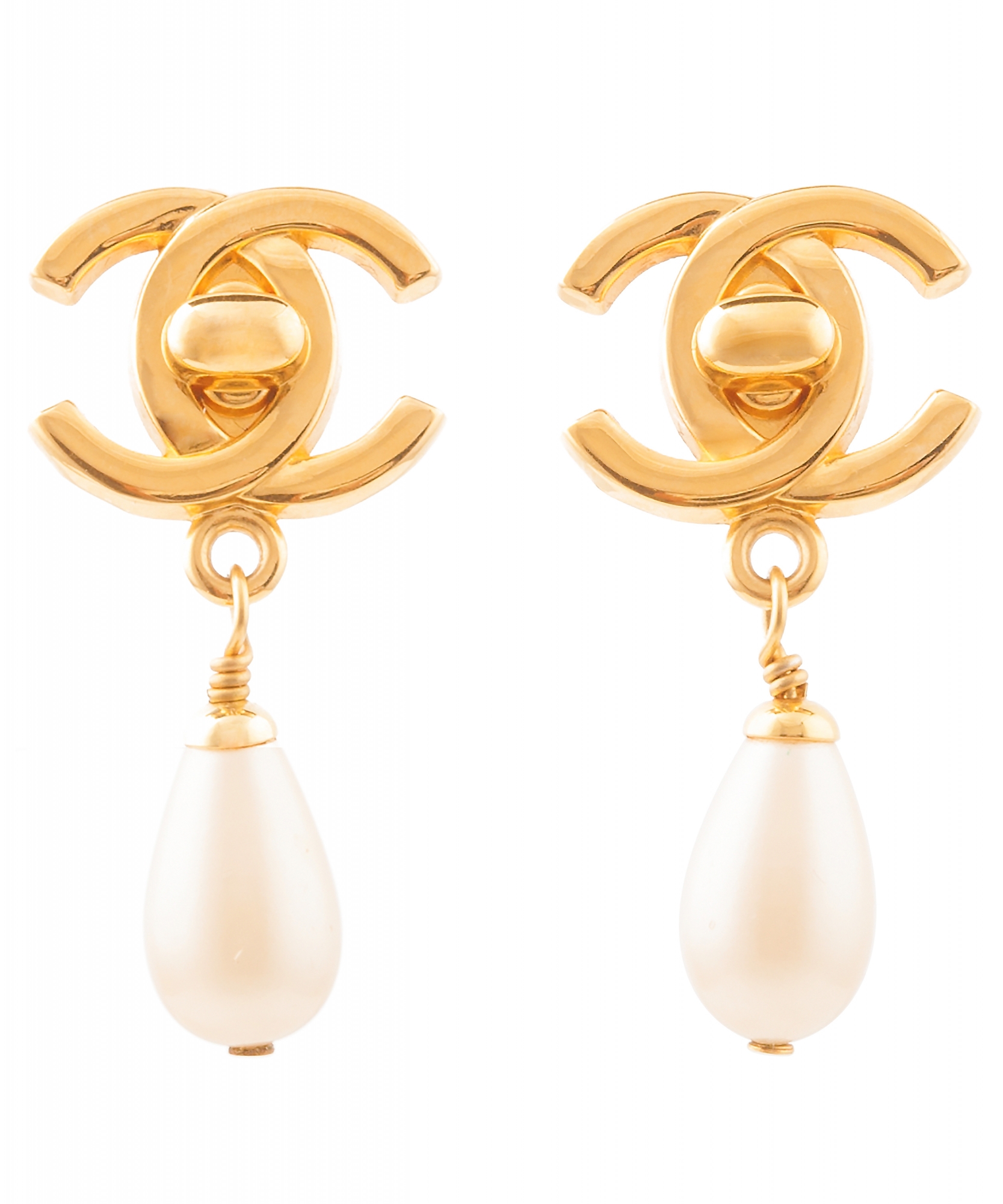 Chanel CC Turnlock Pearl Drop Earrings - Chanel | ArtListings