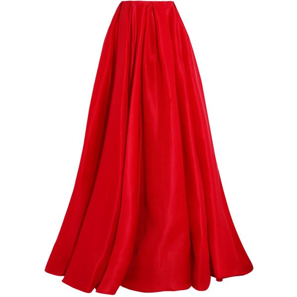 Ralph Lauren Red Silk Satin Full Length Drawstring Maxi Skirt | La Doyenne