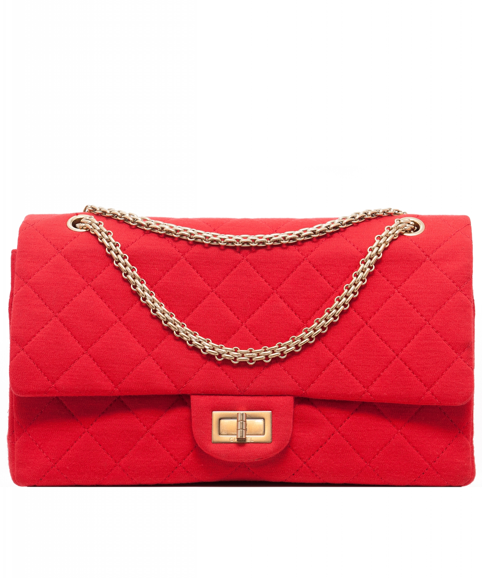 Chanel Red 2.55 Reissue Quilted Classic Jersey 227 Jumbo Flap Bag