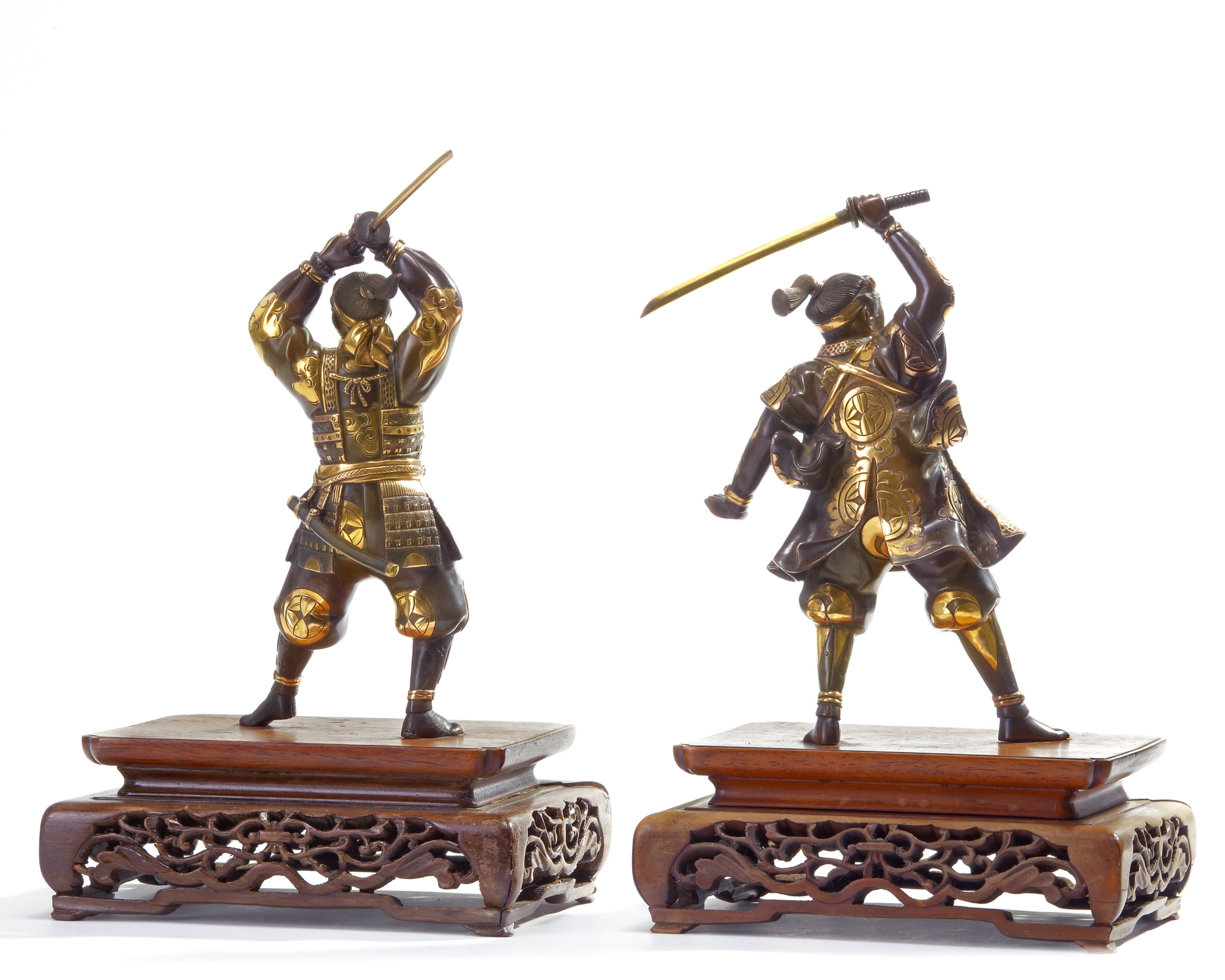 bronze samurai figurines