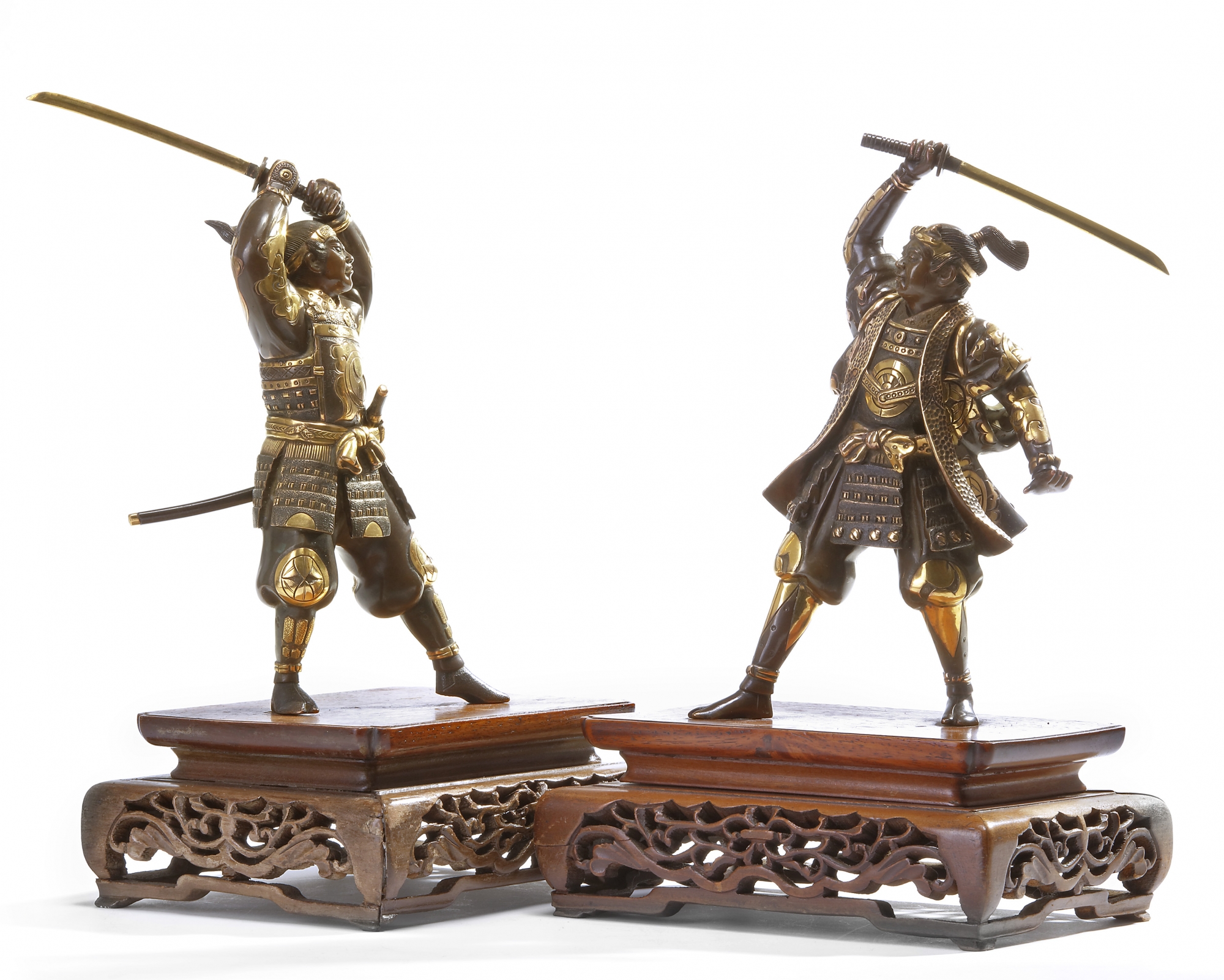 bronze samurai figurines