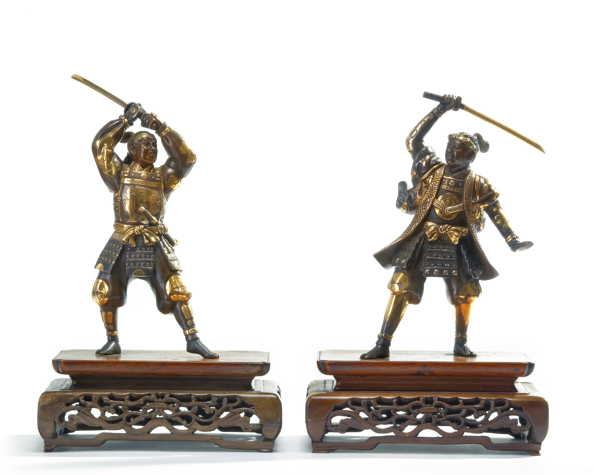 bronze samurai figurines