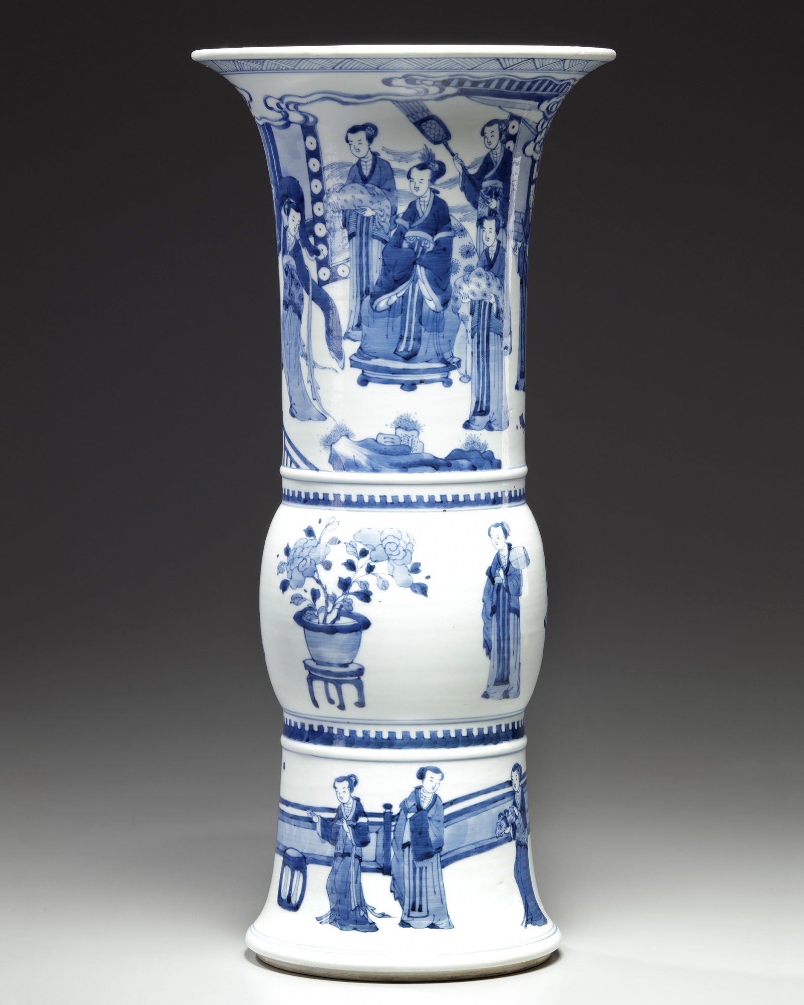 A Chinese blue and white la s gu vase