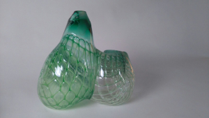 Jorg F. Zimmerman, Wabenobjekt; groen glazen vormstuk, 34 cm hoog - Jorg F. Zimmermann