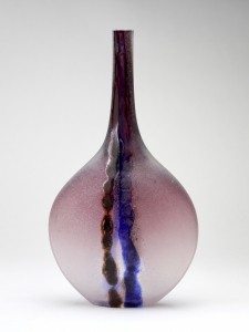Alfredo Barbini, Elegante paarse 'Scavo' fles, Murano, ontwerp jaren '60 - Alfredo Barbini