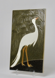 Jan Schonk for pottery factory Zuid-Holland, Gouda, Cloisonné tile with bird of paradise and palms, 1925-1930 - Jan Schonk