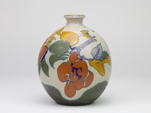 Theo Colenbrander for Plateelbakkerij Zuid Holland, Ceramic vase with butterflies and plums, ca. 1912-1913 - Theodoor (T.A.C.) Colenbrander
