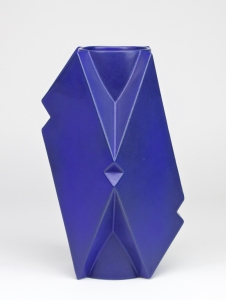Jan van der Vaart, Blauw geglazuurde geometrische vaas, multipel, 1991 - Jan van der Vaart
