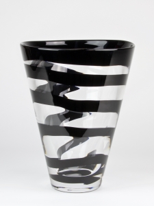 Frans Molenaar, Glass Factory Leerdam, Clear vase with black spiral, 1994 - Frans Molenaar