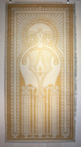 Chris Lebeau, origineel ontwerp voor batik met voorstelling van mythische kraanvogels, ca. 1906 - Chris (J.J.C.) Lebeau