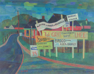Dirk Breed, 'Concurrentie', oil on canvas, signed 'Dirk Breed' bottom left, 80 x 100 cm - Dirk Breed
