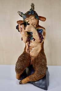 Carolein Smit, naked satyr in an intimate embrace with bunches of grapes - Carolein Smit