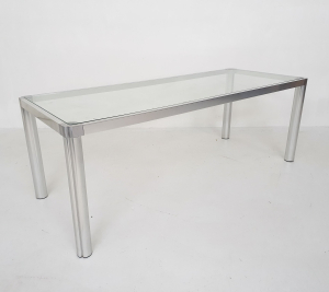 Kho Liang Ie for Artifort, rectangular coffee table with alu and glass, Model 100. - Kho Liang Ie