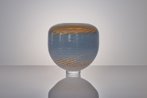 A.D. Copier/Lino Tagliapietra, filigrano unieke vaas met blauw en wit filigrano - Andries Dirk (A.D.) Copier