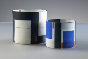 Bodil Manz Denemarken 1943, stel (2) eierschaal porseleinen cylinder vormen - Bodil Manz