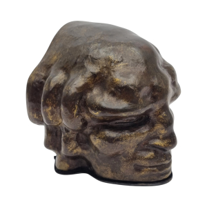 Adrianus Remiëns (1890 – 1972), patinated bronze Amsterdam School mask head (bookend), design ca. 1920. - Adrianus Remiëns