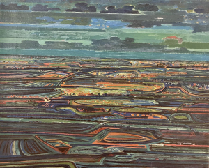 Dirk Breed (Kolhorn 1920-2004 Waverveen), oil on canvas, 'Bird's-eye view 5' - Dirk Breed