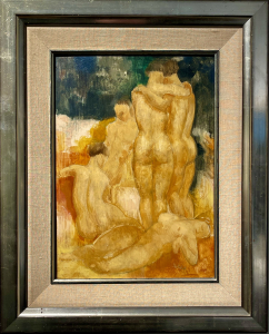 Toon Kelder, oil on panel, nude figures