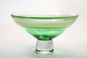 Floris Meydam, Leerdam Unica, Green glass bowl, executed by Leendert van der Linden, 1977 - Floris Meydam