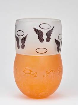 Olaf Stevens for Glass Factory Leerdam, Unique vase with halos and wings, 1994 - Olaf Stevens