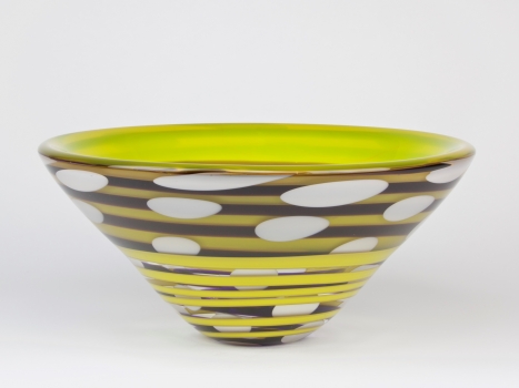 Olaf Stevens for Glass Factory Leerdam, Unique glass bowl with graal technique, 1993 - Olaf Stevens