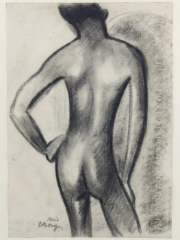 Else Berg, Mannelijk naakt, houtskool op papier, ca. jaren '20 - Else Berg